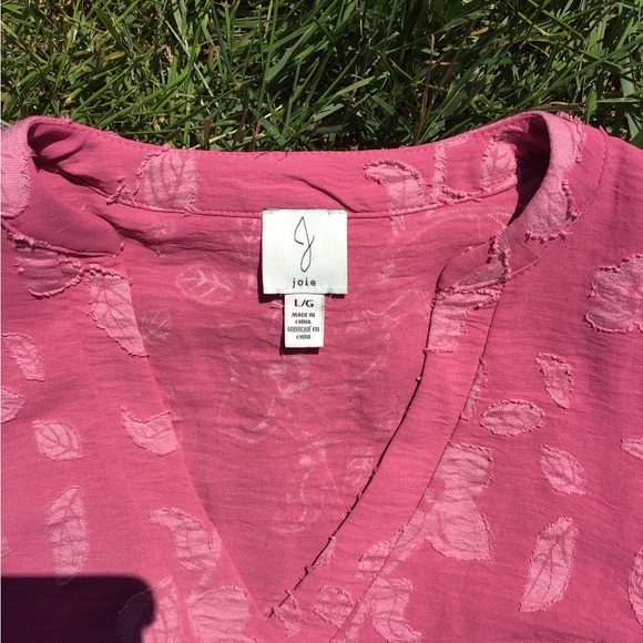 Joie Pink Floral Tiered Ruffle V-Neck 3/4 Bishop Sleeves Mini Sundress Size L - Picture 2 of 5